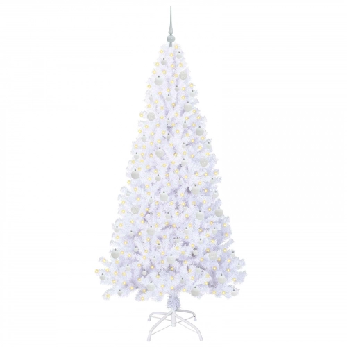 Mākslīgā Ziemassvētku Eglīte Balts 210 Cm Pvc Un Tērauds Vidaxl