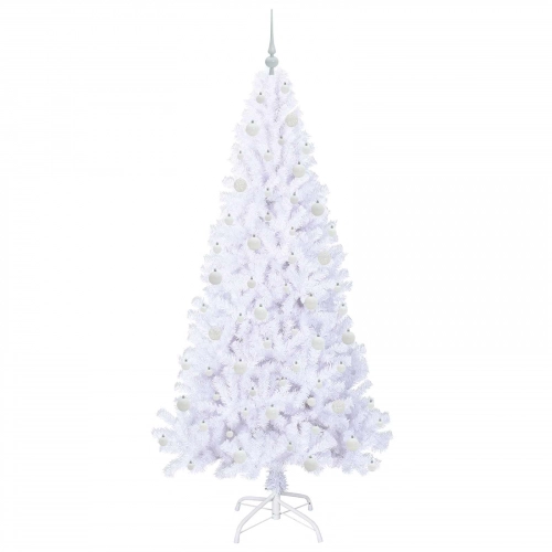 Mākslīgā Ziemassvētku Eglīte Balts 210 Cm Pvc Un Tērauds Vidaxl