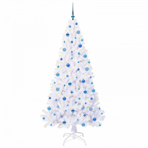 Mākslīgā Ziemassvētku Eglīte Balts 210 Cm Pvc Un Tērauds Vidaxl