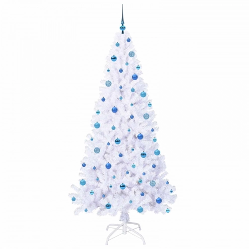 Mākslīgā Ziemassvētku Eglīte Balts 210 Cm Pvc Un Tērauds Vidaxl