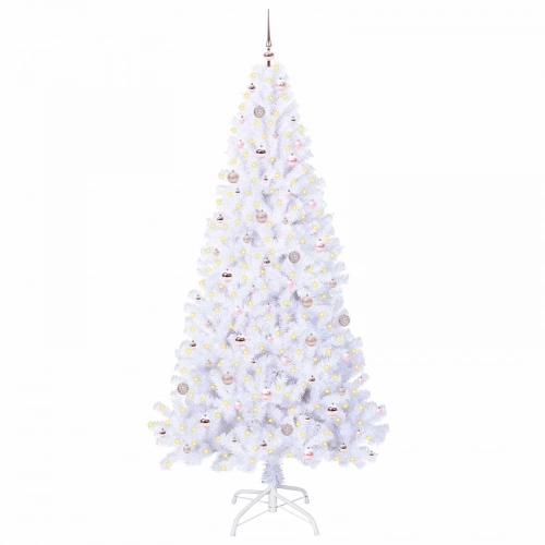 Mākslīgā Ziemassvētku Eglīte Balts 240 Cm Pvc Un Tērauds Vidaxl