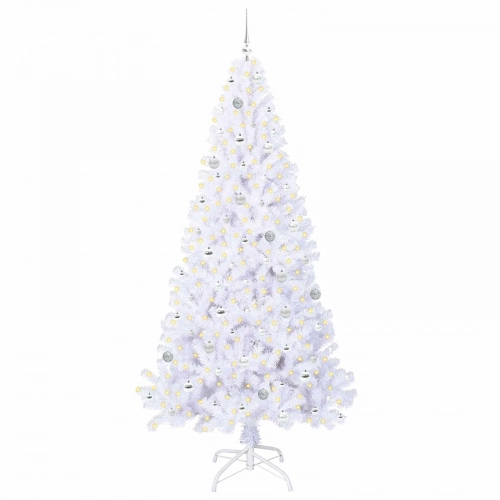 Mākslīgā Ziemassvētku Eglīte Balts 240 Cm Pvc Un Tērauds Vidaxl