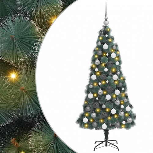 Mākslīgā Ziemassvētku Eglīte Led Un Bumbu Komplekts Zaļa 150 Cm Pet Vidaxl