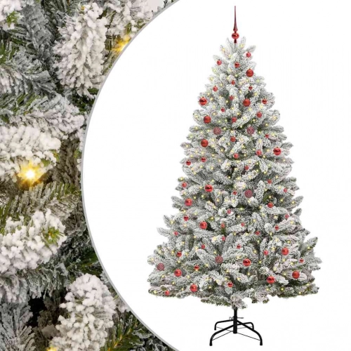 Mākslīgā Ziemassvētku Eglīte Zaļš Un Balts 210 Cm Pvc Un Metāls Vidaxl