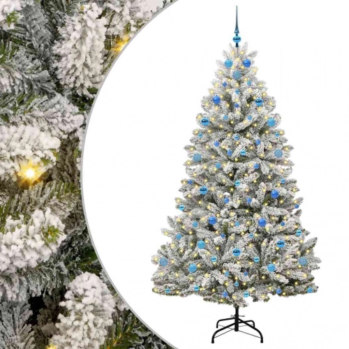 Mākslīgā Ziemassvētku Eglīte Zaļš Un Balts 210 Cm Pvc Un Metāls Vidaxl