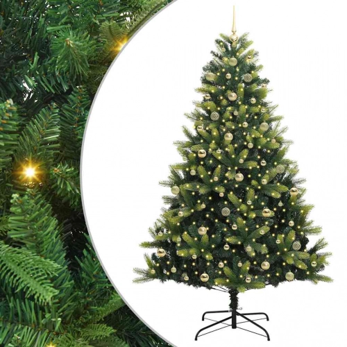 Mākslīgais Hinge Ziemassvētku Koks Ar 300 Led Zaļa 240 Cm Vidaxl