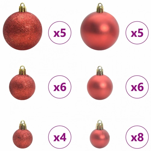 Mākslīgais Iepriekš Apgaismotais Ziemassvētku Koks Ar Bumbu Komplektu Vidaxl