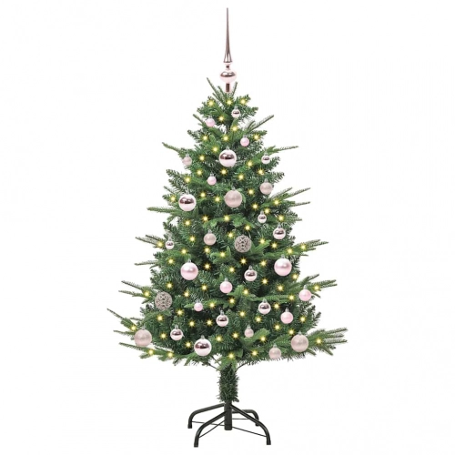 Mākslīgais Iepriekš Apgaismotais Ziemassvētku Koks Ar Bumbu Komplektu Vidaxl