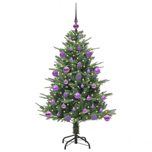 Mākslīgais Iepriekš Apgaismotais Ziemassvētku Koks Ar Bumbu Komplektu Vidaxl