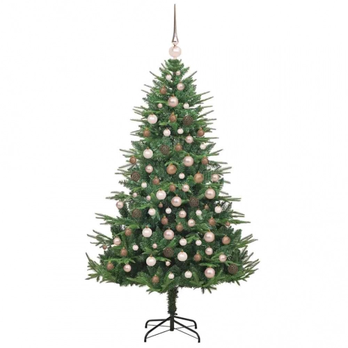 Mākslīgais Iepriekš Apgaismotais Ziemassvētku Koks Ar Bumbu Komplektu Vidaxl