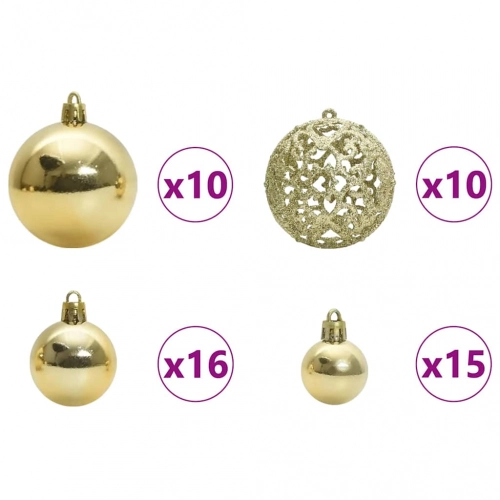 Mākslīgais Iepriekš Apgaismotais Ziemassvētku Koks Ar Bumbu Komplektu Vidaxl