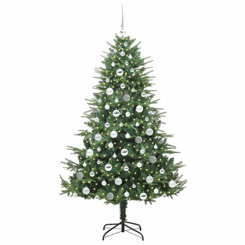 Mākslīgais Iepriekš Apgaismotais Ziemassvētku Koks Ar Bumbu Komplektu Vidaxl