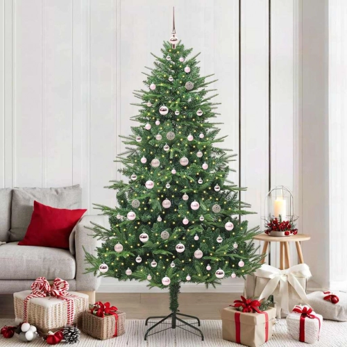 Mākslīgais Iepriekš Apgaismotais Ziemassvētku Koks Ar Bumbu Komplektu Vidaxl