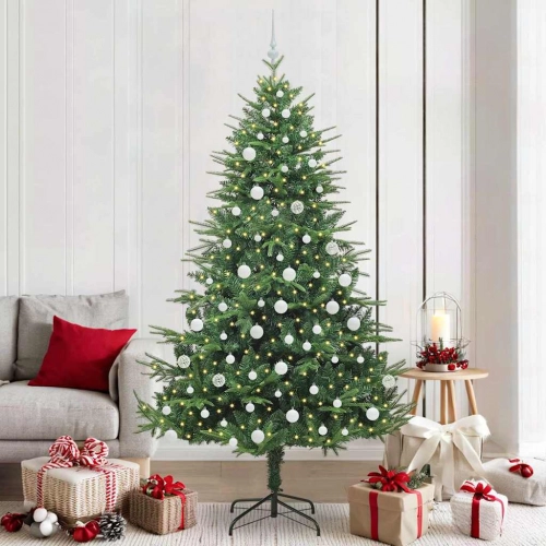 Mākslīgais Iepriekš Apgaismotais Ziemassvētku Koks Ar Bumbu Komplektu Vidaxl