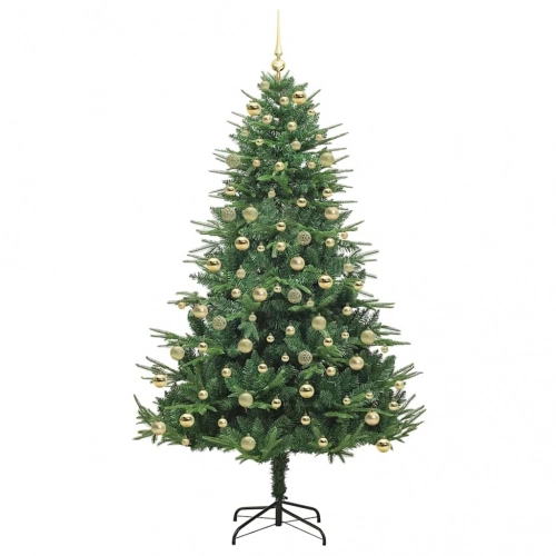 Mākslīgais Iepriekš Apgaismotais Ziemassvētku Koks Ar Bumbu Komplektu Vidaxl