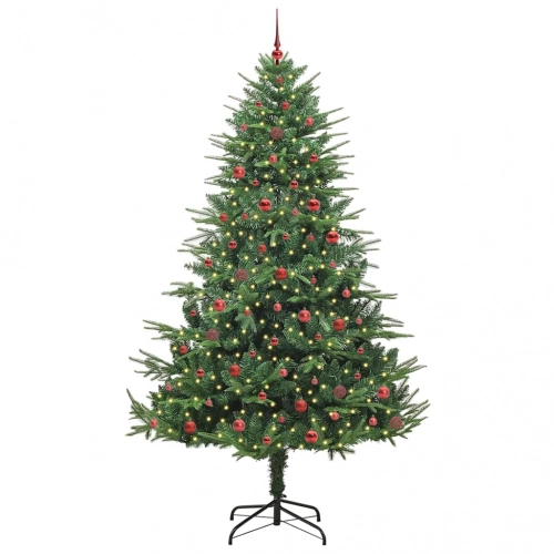 Mākslīgais Iepriekš Apgaismotais Ziemassvētku Koks Ar Bumbu Komplektu Vidaxl