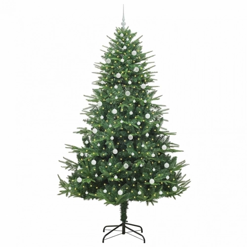 Mākslīgais Iepriekš Apgaismotais Ziemassvētku Koks Ar Bumbu Komplektu Vidaxl