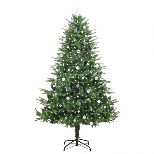 Mākslīgais Iepriekš Apgaismotais Ziemassvētku Koks Ar Bumbu Komplektu Vidaxl