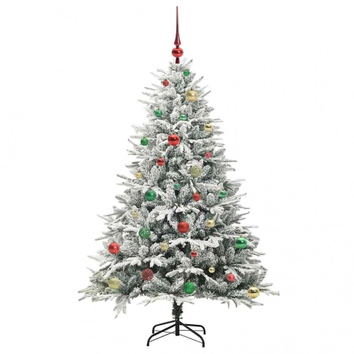 Mākslīgais Iepriekš Apgaismotais Ziemassvētku Koks Ar Bumbu Komplektu Vidaxl