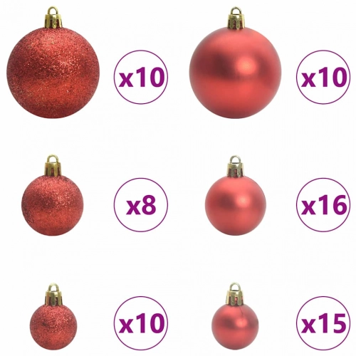 Mākslīgais Iepriekš Apgaismotais Ziemassvētku Koks Ar Bumbu Komplektu Vidaxl