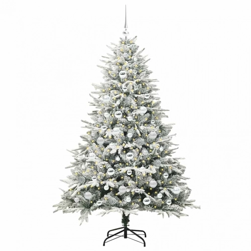 Mākslīgais Iepriekš Apgaismotais Ziemassvētku Koks Ar Bumbu Komplektu Vidaxl