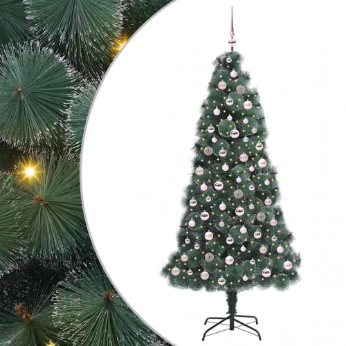 Mākslīgais Iepriekš Iluminēts Ziemassvētku Koks Ar Bumbiņu Komplektu Vidaxl