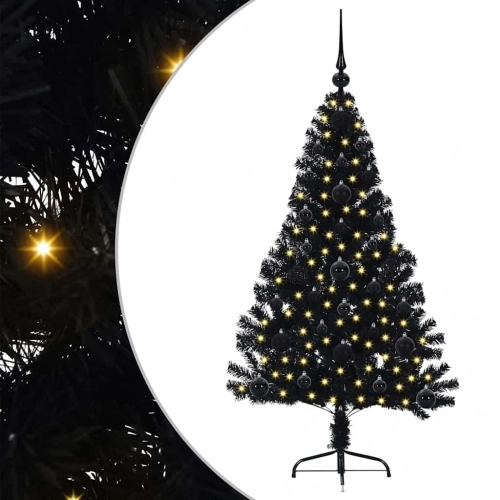 Mākslīgais Led Ziemassvētku Eglīte Su 150 Led Melna 120 Cm Pvc Vidaxl