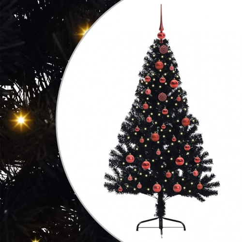 Mākslīgais Led Ziemassvētku Eglīte Su 150 Led Melna 150 Cm Pvc Vidaxl