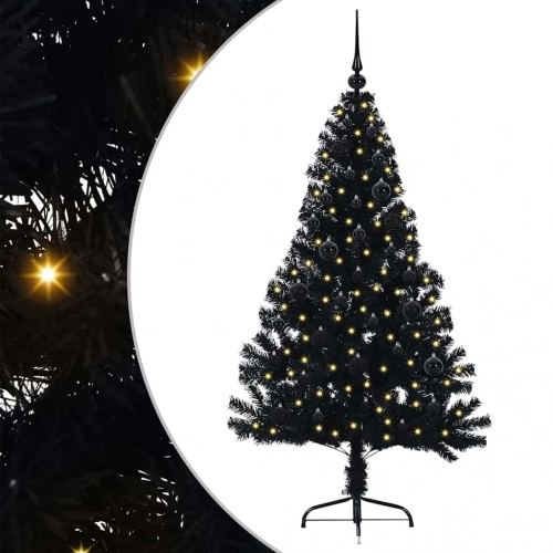 Mākslīgais Led Ziemassvētku Eglīte Su 150 Led Melna 150 Cm Pvc Vidaxl
