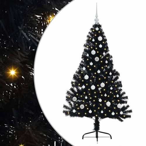Mākslīgais Led Ziemassvētku Eglīte Su 150 Led Melna 150 Cm Pvc Vidaxl