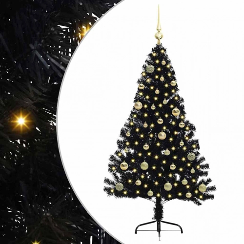Mākslīgais Led Ziemassvētku Eglīte Su 150 Led Melna 150 Cm Pvc Vidaxl