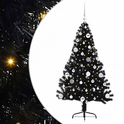 Mākslīgais Led Ziemassvētku Eglīte Su 150 Led Melna 150 Cm Pvc Vidaxl