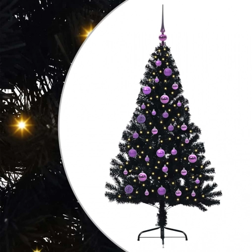 Mākslīgais Led Ziemassvētku Eglīte Su 150 Led Melna 150 Cm Pvc Vidaxl