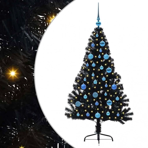 Mākslīgais Led Ziemassvētku Eglīte Su 150 Led Melna 150 Cm Pvc Vidaxl
