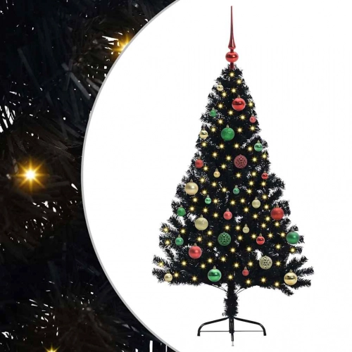 Mākslīgais Led Ziemassvētku Eglīte Su 150 Led Melna 150 Cm Pvc Vidaxl