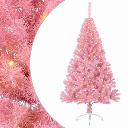 Mākslīgais Led Ziemassvētku Eglīte Su 150 Led Rozā 120 Cm Pvc Vidaxl
