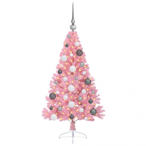 Mākslīgais Led Ziemassvētku Eglīte Su 150 Led Rozā 120 Cm Pvc Vidaxl