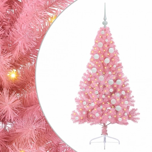 Mākslīgais Led Ziemassvētku Eglīte Su 150 Led Rozā 120 Cm Pvc Vidaxl