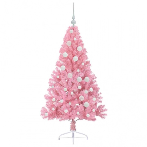 Mākslīgais Led Ziemassvētku Eglīte Su 150 Led Rozā 120 Cm Pvc Vidaxl