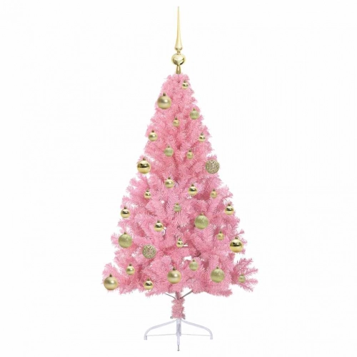 Mākslīgais Led Ziemassvētku Eglīte Su 150 Led Rozā 120 Cm Pvc Vidaxl