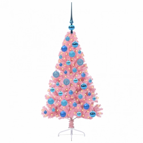 Mākslīgais Led Ziemassvētku Eglīte Su 150 Led Rozā 120 Cm Pvc Vidaxl