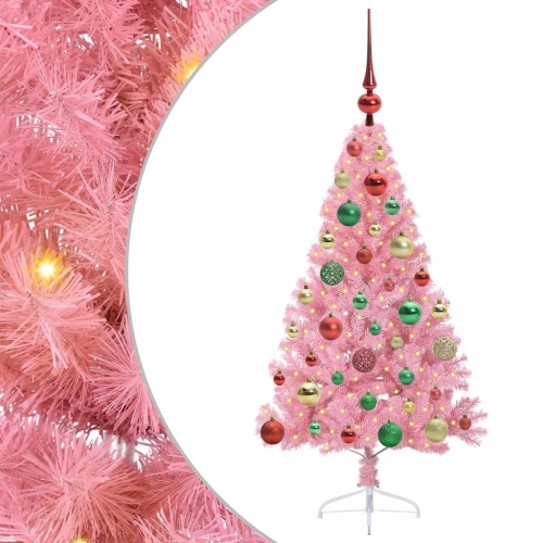 Mākslīgais Led Ziemassvētku Eglīte Su 150 Led Rozā 120 Cm Pvc Vidaxl