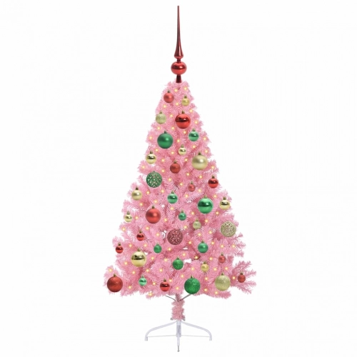 Mākslīgais Led Ziemassvētku Eglīte Su 150 Led Rozā 120 Cm Pvc Vidaxl