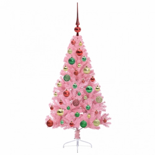 Mākslīgais Led Ziemassvētku Eglīte Su 150 Led Rozā 120 Cm Pvc Vidaxl