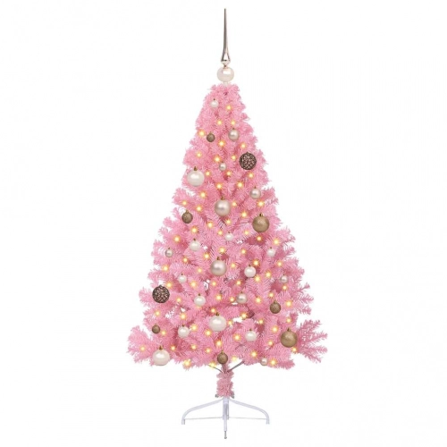 Mākslīgais Led Ziemassvētku Eglīte Su 150 Led Rozā 150 Cm Pvc Vidaxl