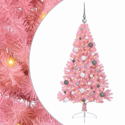 Mākslīgais Led Ziemassvētku Eglīte Su 150 Led Rozā 150 Cm Pvc Vidaxl