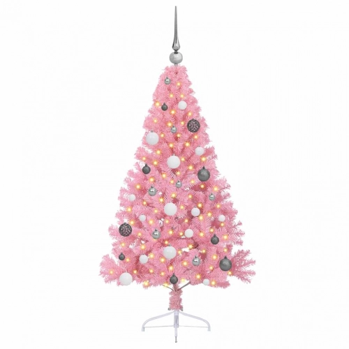 Mākslīgais Led Ziemassvētku Eglīte Su 150 Led Rozā 150 Cm Pvc Vidaxl