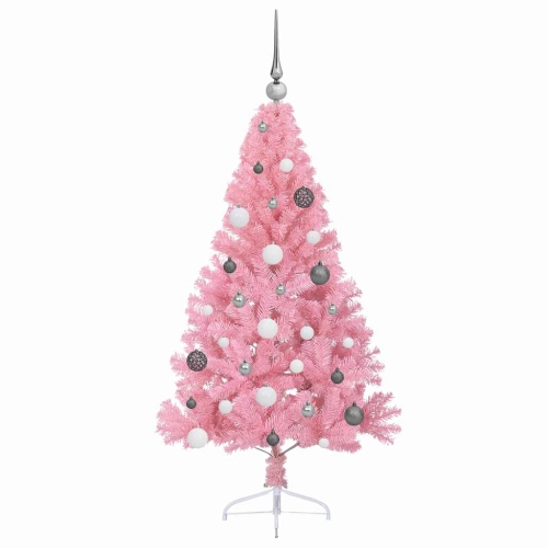 Mākslīgais Led Ziemassvētku Eglīte Su 150 Led Rozā 150 Cm Pvc Vidaxl