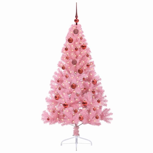 Mākslīgais Led Ziemassvētku Eglīte Su 150 Led Rozā 150 Cm Pvc Vidaxl