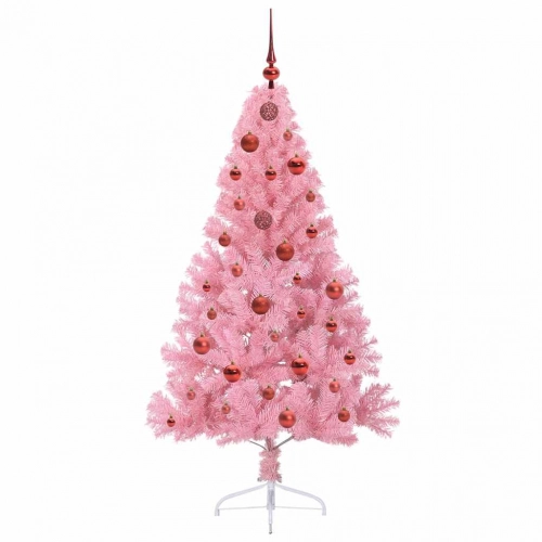 Mākslīgais Led Ziemassvētku Eglīte Su 150 Led Rozā 150 Cm Pvc Vidaxl